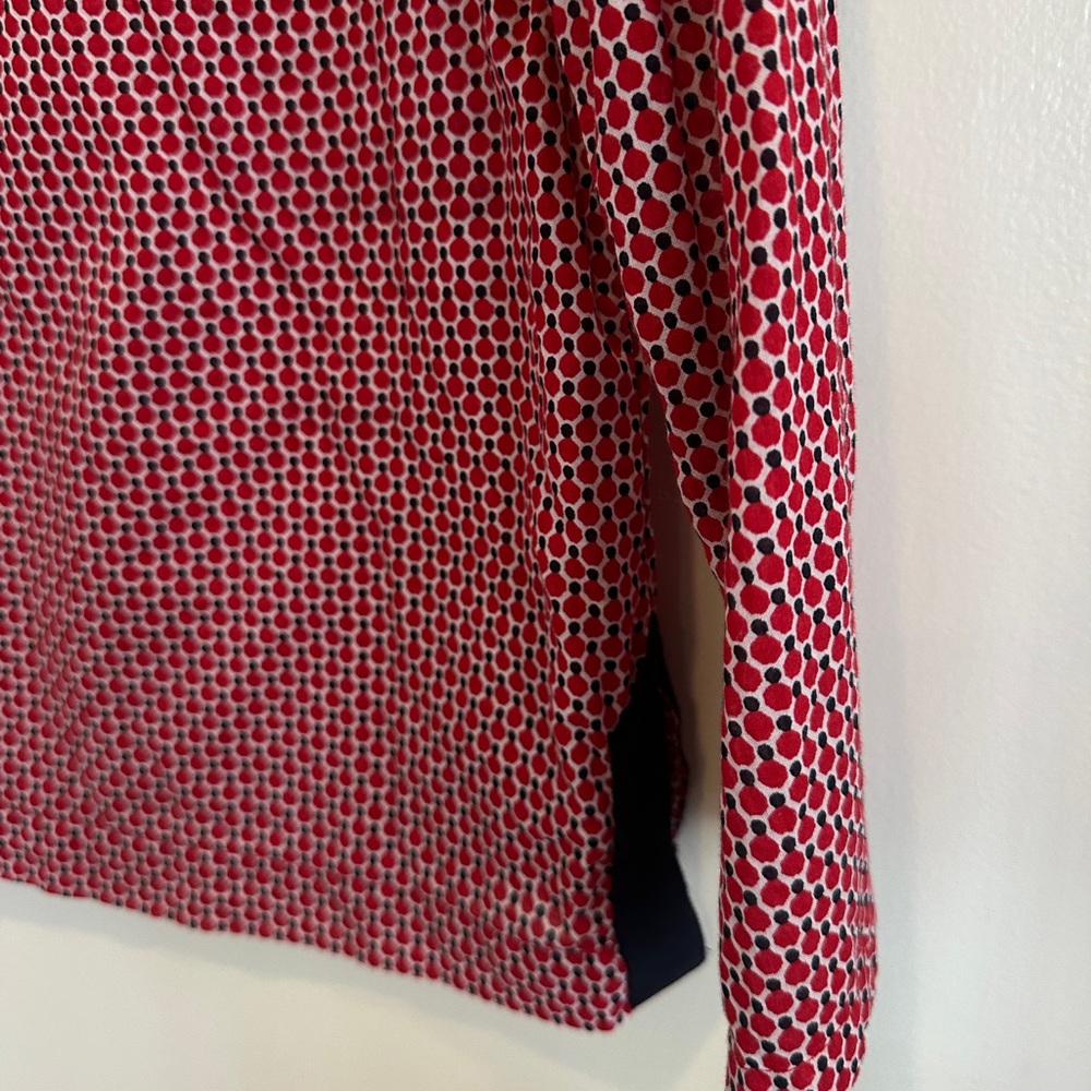 Talbots Red and Navy Geometric Patterned Tunic Top - Size XS - Picture 2 of 9